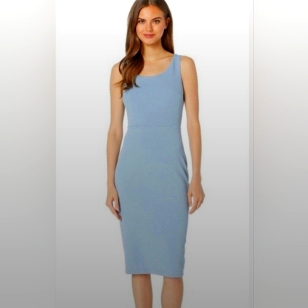 Betsey Johnson Scuba Crepe Sleeveless Midi Dress - Blue Grey - NWT 4